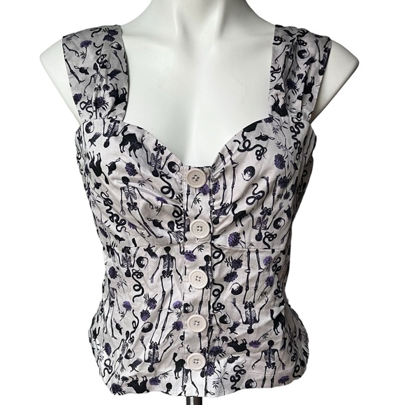 NWT, ModCloth Halloween Print Cotton Crop Tank Top, Sz 8 - Picture 7 of 11